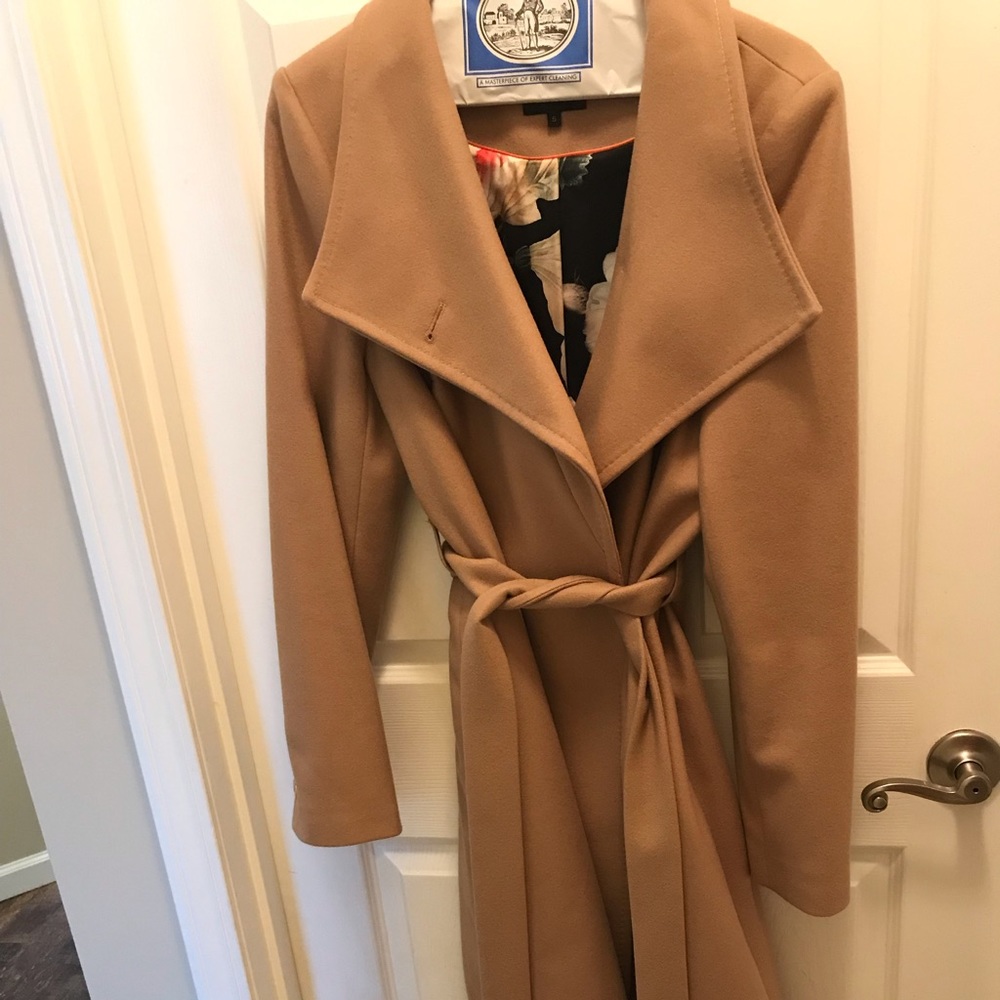 Ted Baker Taupe Long Belted Wrap Coat